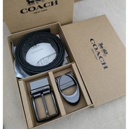 thumbnail for New Men's Belt Kou Family Needle Buckle Automatic Buckle Double-sided Embossed Cowhide Belt Gift Box Set Double Buckle One Piece Drop Shipping