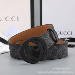 thumbnail for New Korean Style Belt Men&#039s Double g Smooth Buckle Genuine Leather Belt Letter Fashion Trendy Versatile Trouser Belt Factory Direct Sale