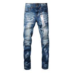 thumbnail for Quality PU Jeans Men's Spring and Autumn 2025 New Trendy Brand Embroidered Stretch Slim Ripped Printed Pants