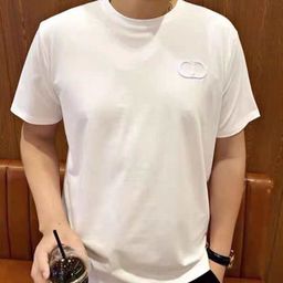 thumbnail for Cross-Border Export New Embroidered Cd Letter Unisex Round Neck Summer Loose Pure Cotton Casual T-Shirt Top Trendy