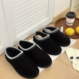 thumbnail for Ethnic style weaving thick-soled snow boots, women's inner height, fur integrated cotton boots, slippers, cowhide wool and fleece, non-slip
