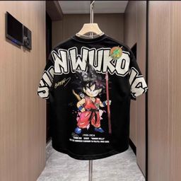 thumbnail for Summer Fried Street Japanese Style Short-sleeved Men&#039;s T-shirt Wukong Anime Printed Teenager Half-sleeved Loose All-match Tuxedo