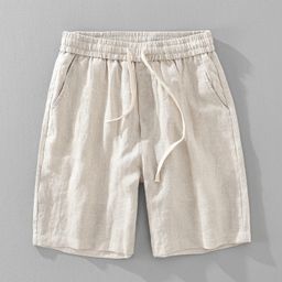 thumbnail for 1362 Summer Straight-Leg Breathable Linen Shorts Men&#039;s Casual Loose Cotton and Linen Elastic Waist Beach Pants Men&#039;s Trendy