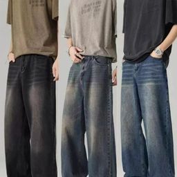 thumbnail for Calças jeans masculinas transfronteiriças, as calças jeans largas lavadas mais populares do Sudeste Asiático para homens, calças retas soltas com lavagem retrô.