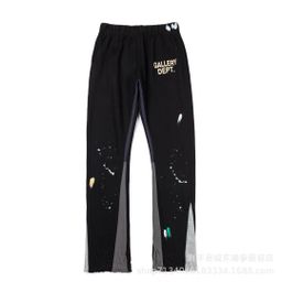 thumbnail for Cross-border foreign trade Gallery dept hand-painted splash ink graffiti color-blocked trousers for men and women loose casual straight-leg sweatpants