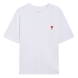 thumbnail for ami clams spring summer small love embroidery crew neck short sleeve t-shirt polo shirt men's and women's loose casual top cross-border