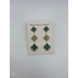 thumbnail for Lucky four-leaf clover tassel earrings with diamonds, niche design earrings, simple temperament, versatile and high-end earrings