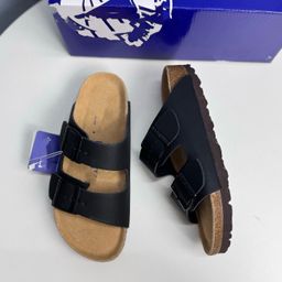 thumbnail for 2025 Candy-Colored Birkenstock-Style Thick-Soled Outdoor Sandals, Leather Cork Slippers, Couple Style, Double Buckle Flat Sandals