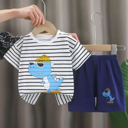 thumbnail for Children's Short-sleeved suit Cotton Girls' Summer Wear Boys T-shirt Baby Baby's Clothes Korean Style Children's Wear Shorts Sports