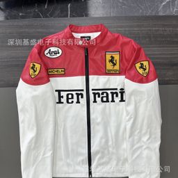 thumbnail for F1 racing uniform cross-border embroidery PU leather jacket racing suit motorcycle vintage warm leather jacket riding uniform jacket customization