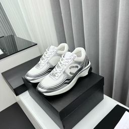 thumbnail for 2025 Little Chanel Style Gold and Silver Running Shoes Sneakers Silver Horn King Couple Men and Women Gold Horn Height-Increasing Dad Shoes Thick Sole