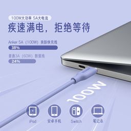 thumbnail for Anker Anker Silicone Skin-Friendly 5A Android Data Cable Dual type-C Laptop Phone PD100W Fast Charging Line
