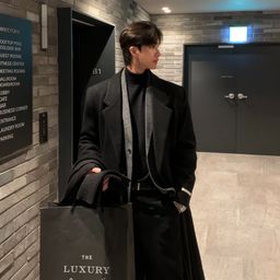 thumbnail for C1919 Autumn and Winter New Woolen Coat for Men, Korean Style Over-The-Knee Thickened Woolen Jacket, Casual Trench Coat