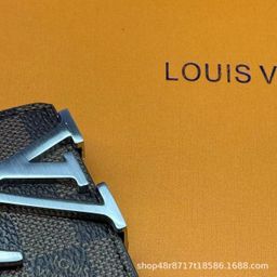 thumbnail for New L Men's Belt Smooth Buckle V-shaped Female Belt Youth Plaid Trouser Belt Trendy Casual Business Belt