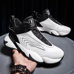 thumbnail for Thick-Soled Leather Men&#039s Shoes 2025 Korean Style Trendy Sports Shoes Non-Slip Practical Youth Basketball Shoes Manufacturer Wholesale