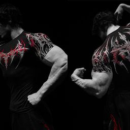 thumbnail for Breathedivinity High Stretch High Pressure Shark Skin Quick Dry Sports Outdoor Cycling Fitness Short Sleeve Tights