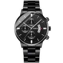thumbnail for Relógio de negócios masculino simples de comércio exterior popular, relógio de pulseira de couro de moda em aço inoxidável com calendário luminoso de quartzo.