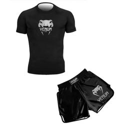 thumbnail for Terno de treinamento de sparring terno ufc boxe masculino roupas apertadas de secagem rápida muay thai luta shorts de manga curta ginásio luta