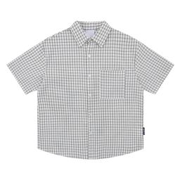thumbnail for Clothing: Japanese cituboy plaid short-sleeved shirt, men's ruffian, handsome, retro couple shirts, unisex tops, trendy