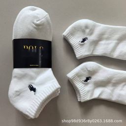 thumbnail for Cross-border foreign trade PO Raff LO Lauren black and white mid-length towel bottom sports socks casual embroidery polo 6