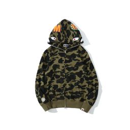 thumbnail for Cross-border wholesale new shark camouflage hooded cardigan zipper loop loop plush men's and women's sweatshirt jacket tide