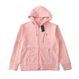 thumbnail for High-Quality Cross-Border Trade Ten-Color Basic Pony Logo Embroidered Hoodie Unisex Zipper Jacket