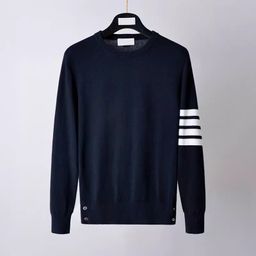thumbnail for Crewneck Pullover Men's and Women's Lazy Knitwear Four Bars Long Sleeve Slim Fit Top Cotton Knitwear