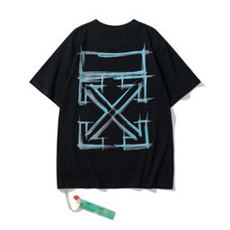 thumbnail for One Piece Dropshipping Thirteen Lines Wholesale Off Short-Sleeved Ow Trendy Brand Dissolving Arrow Gradient Starry Sky Splash Ink T-Shirt Couple Wear