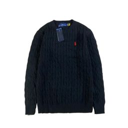 thumbnail for Rl Laff Pony Paul Embroidered Round Neck Sweater Men's Autumn and Winter Warm Twist Couple Pullover Sweater Women