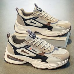 thumbnail for Zapatos de otoño para hombres, nuevos zapatos deportivos para adolescentes con superficie de malla transpirable, tendencia coreana, zapatos casuales de moda de suela gruesa de todo fósforo