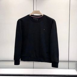 thumbnail for Spot Autum Tommy Tommy Men's and Women's Pure Color Round Neck Pullover Embroidered Small Label Loose Long-Sleeved Sweatshirt 1