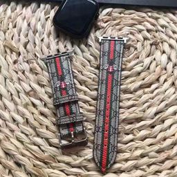 thumbnail for Marca de moda adecuada para Apple 49 correa de reloj 42 impreso correa de muñeca de cuero frontal negro 38iwatch40 correa de cuero 44