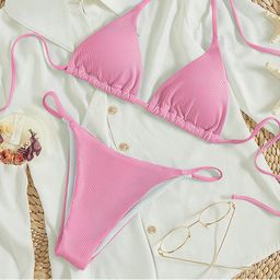 thumbnail for Amazon Lace-Up Bikini Swimsuit for Women 2026 New European and American Sexy Beach Bikini Hot Spring Swimwear