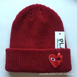 thumbnail for Foreign Trade Wholesale Knitted Hat Autumn and Winter New Trendy Korean Style Woolen Hat Warm Cuffed Heart Embroidered Cold Hat