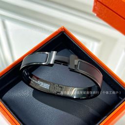 thumbnail for High Version Aima Black Samurai H Bracelet Cross-border Men and Women Couple Frosted Light Luxury All-match Black Enamel Bracelet Wholesale