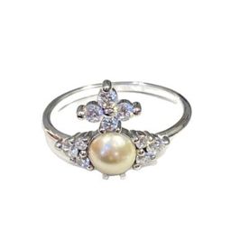 thumbnail for High-end Empress Dowager Cross Pearl Saturn Ring, exquisite and versatile couple's matching ring