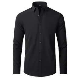 thumbnail for Camisa masculina elástica em quatro direções, sem ferro, antirrugas, para comércio exterior da Amazon, camisa fina simples para negócios.