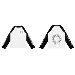 thumbnail for Cross-Border Exclusive Chrome Heart Round Neck Printed Double Yarn Pure Cotton Long-Sleeved T-Shirt for Men and Women, Trendy
