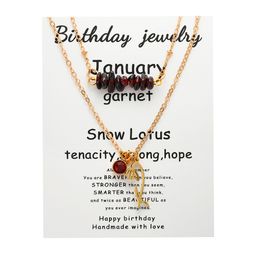 thumbnail for Cross-border new multi-layer lapis lazuli crushed stone necklace original December rose flower language stainless steel zircon necklace woman