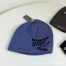 thumbnail for Autumn and winter R letter jacquard wool cap thickened large version flanging men&#039;s and women&#039;s all-match warm cap bird cold cap ~