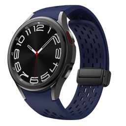 thumbnail for Adequado para samsung watch6 pulseira samsung watch6 5 4 malha furo magnético dobrável fivela pulseira de silicone