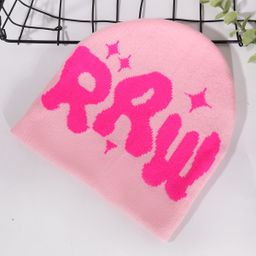 thumbnail for Korean-style Explosive Casual Warm RRW Letter Single-sided Knitted Hat for Autumn and Winter Outdoor Riding Sports Ear Protector Breathable