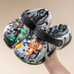 thumbnail for Children's cave shoes, small children's baby in summer, light indoor soft soles, anti-slip cartoon little boys, toe sandals