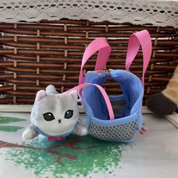 thumbnail for Shark Cat Cute Little Cat with Basket, Multi-Colored Shark Cat Pendant Plush Doll Bag Charm