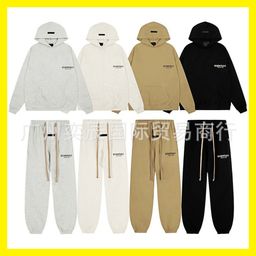 thumbnail for FEAR OF GOD Multi-line Essentials Trendy Chest LOGO Rubber Hooded Sweatshirt FOG Pants Set