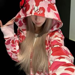 thumbnail for Currency buster heavy camouflage shark head zipper sweatshirt couple men's and women's spring and autumn jackets new trend