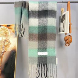 thumbnail for AC scarf circle yarn thickened long scarf women&#039s warm foreign trade cross-border rainbow plaid mohair shawl