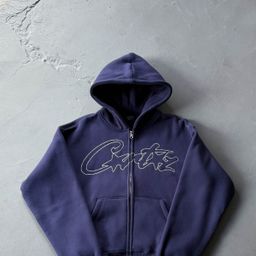 thumbnail for High quality American street hip hop embroidered fleece zipper cardigan hooded sweatshirt men's trendy casual suit jacket