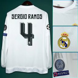 thumbnail for 1516 Real Madrid Home Long-Sleeve Cristiano Ronaldo Ramos Jersey Football Uniform Wholesale Trendy Retro