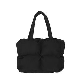 thumbnail for Autumn and Winter Nylon Cotton Clothing Large-Capacity Tote Bag Women's New Lazy Style Niche Casual Versatile Satchel Shoulder Bag